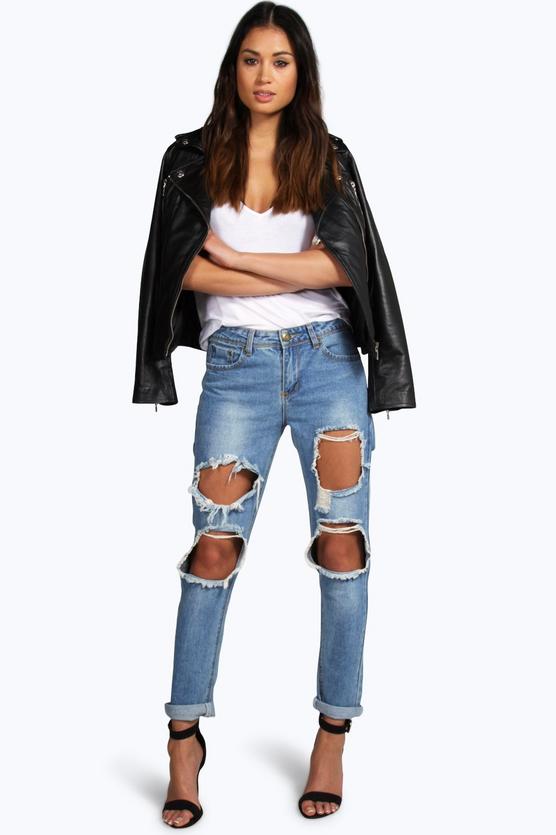 Jenni Low Rise Cheeky Rip Boyfriend Jeans